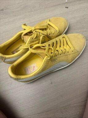 Puma Yellow Suede Low-Top Sneakers